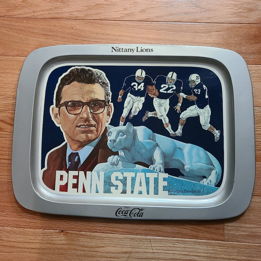 Vintage NCAA Penn State Nittany Lions Coca-Cola George I Parrish, Jr. metal tray